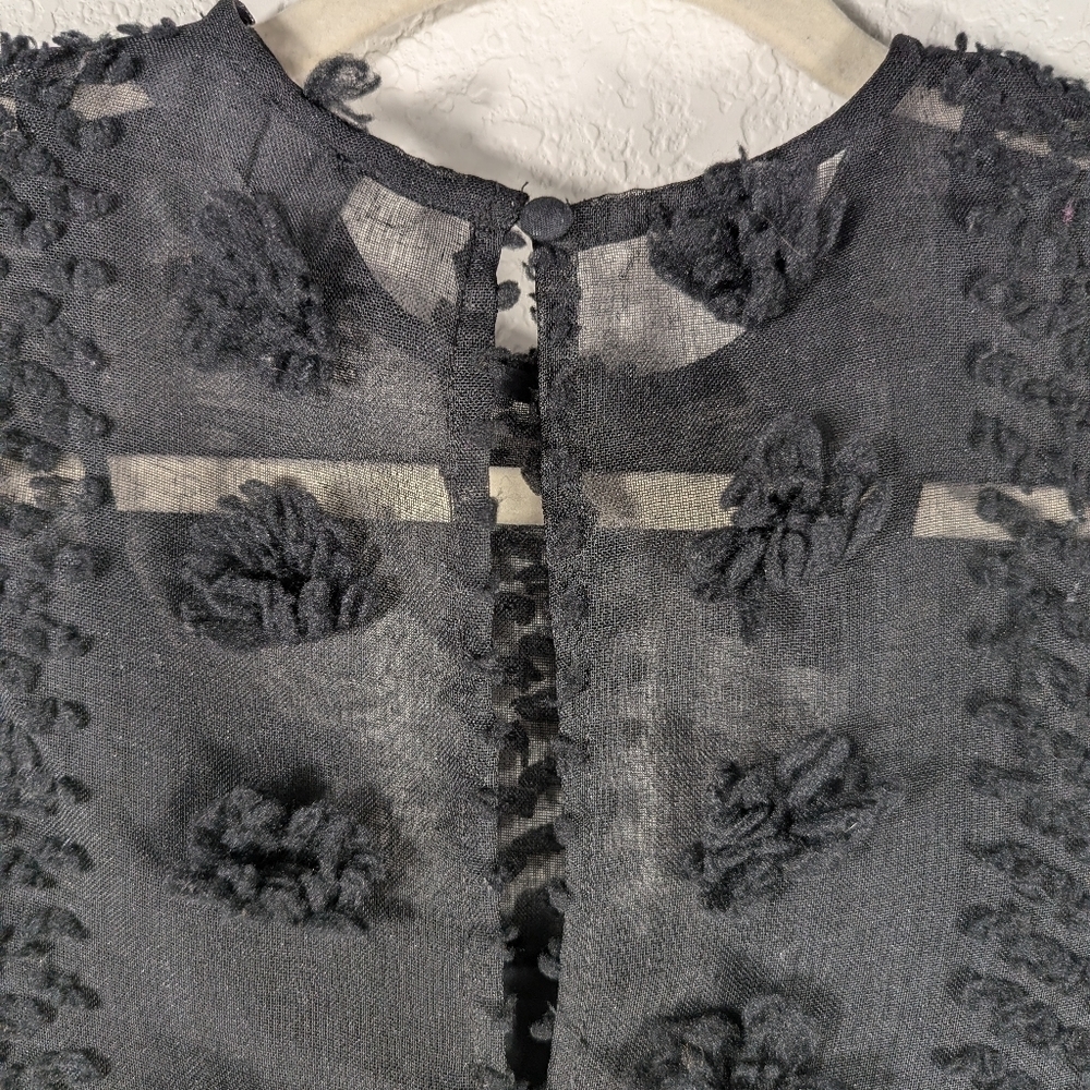 Anthropologie Sunday in Brooklyn Black Floral Appliqué Mini Dress - Picture 11 of 15